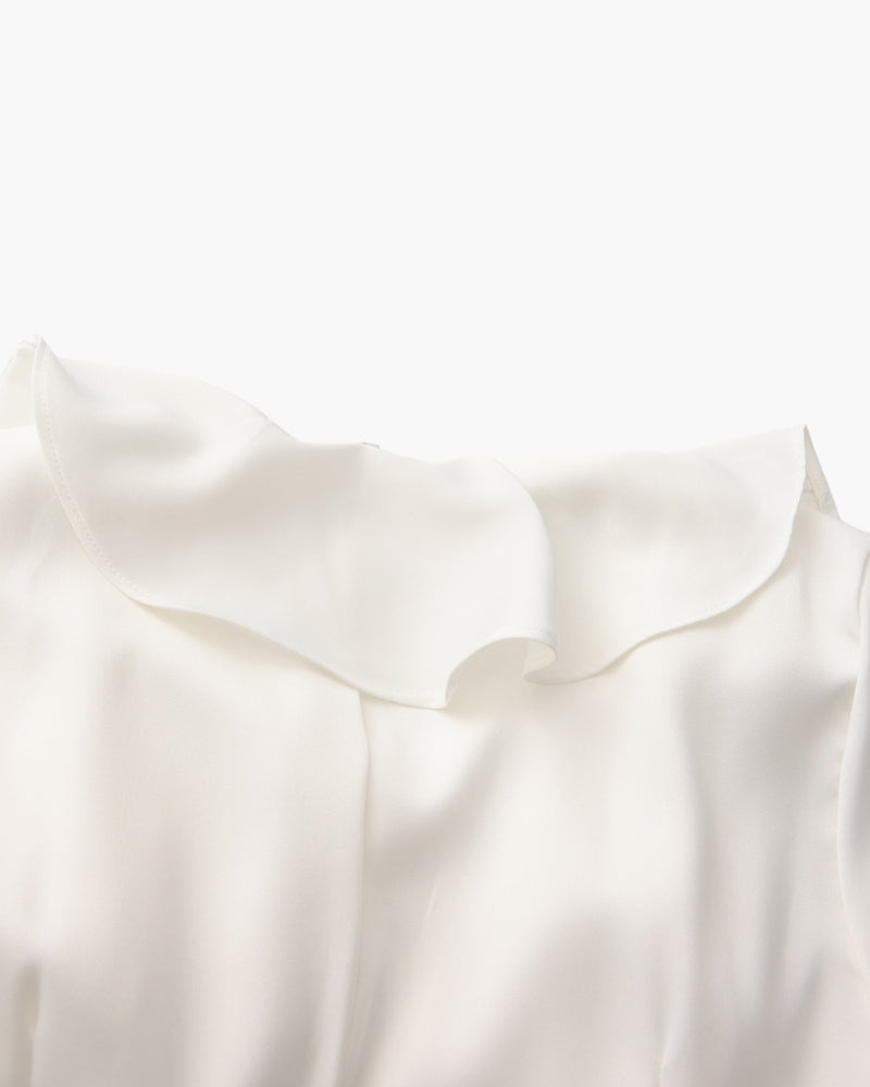 Pearl Button Ruffle Midi Dress - Choose By Portugal