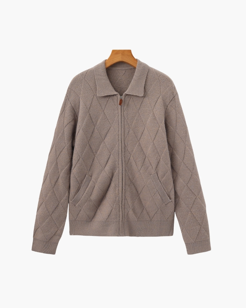Heritage Diamond Knit Zip Cardigan - Choose By Portugal