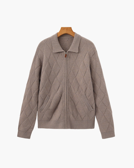 Heritage Diamond Knit Zip Cardigan - Choose By Portugal