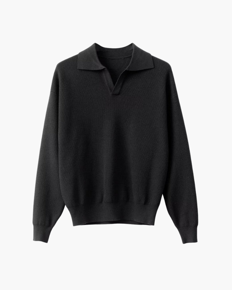 Textured Knit Polo Sweater - Choose By Portugal