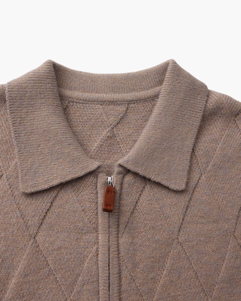 Heritage Diamond Knit Zip Cardigan - Choose By Portugal