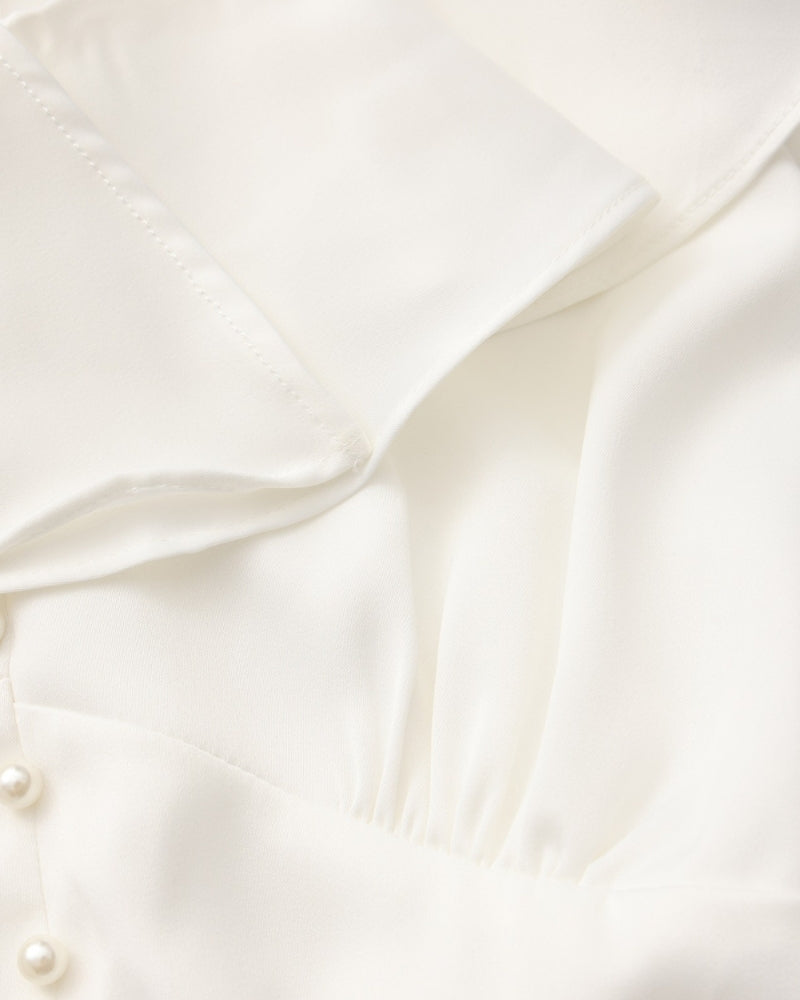 Pearl Button Ruffle Midi Dress - Choose By Portugal