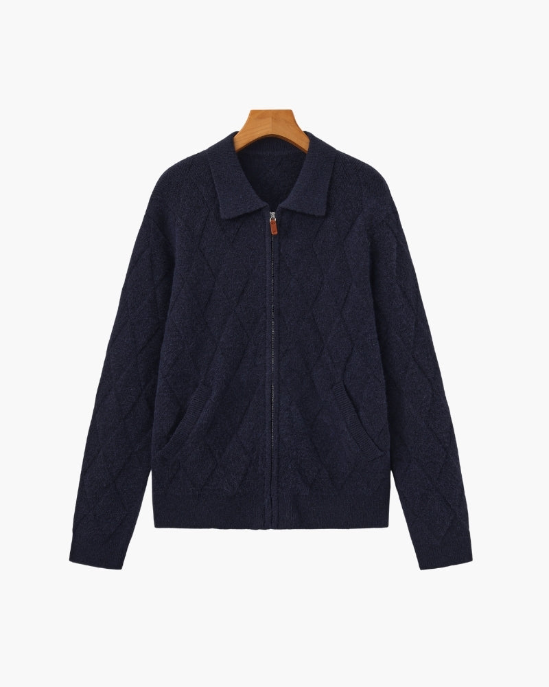 Heritage Diamond Knit Zip Cardigan - Choose By Portugal