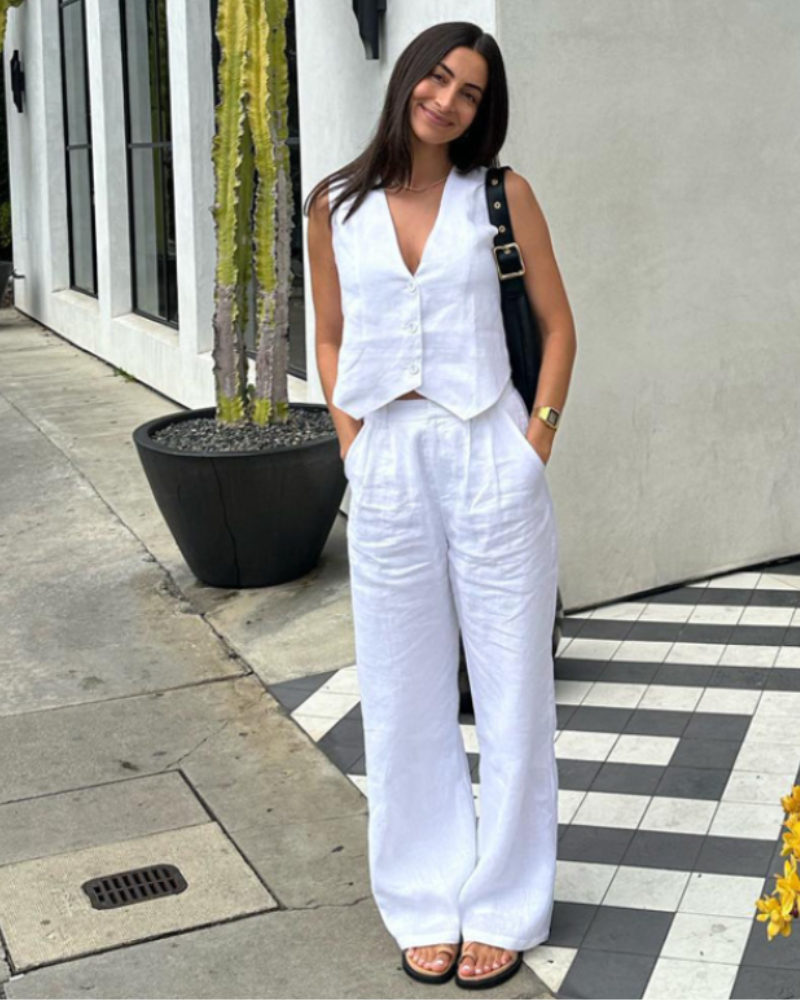 Classy Lady - Linen Two-piece Set - Choose By Portugal