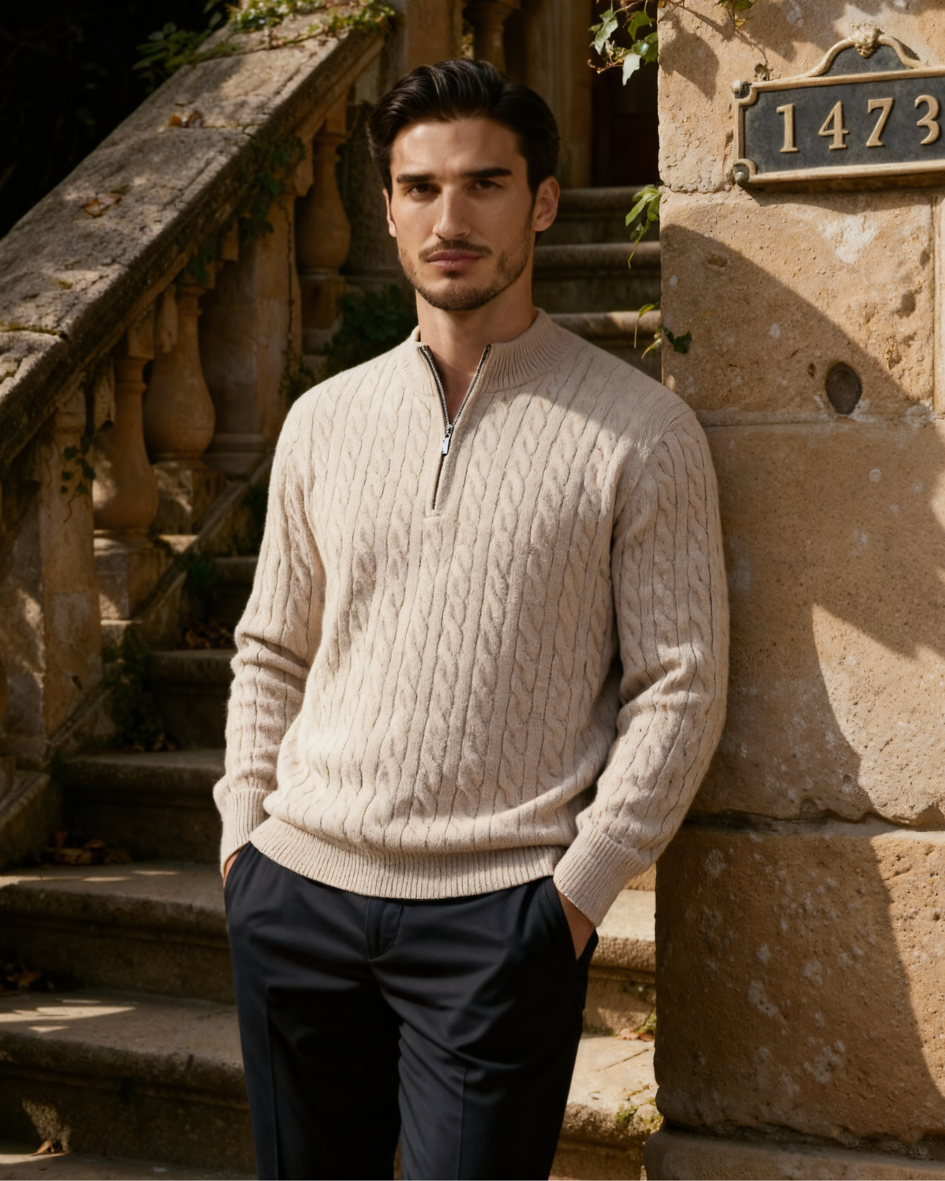 100% Cashmere Woven Half Zip - Choose By Portugal