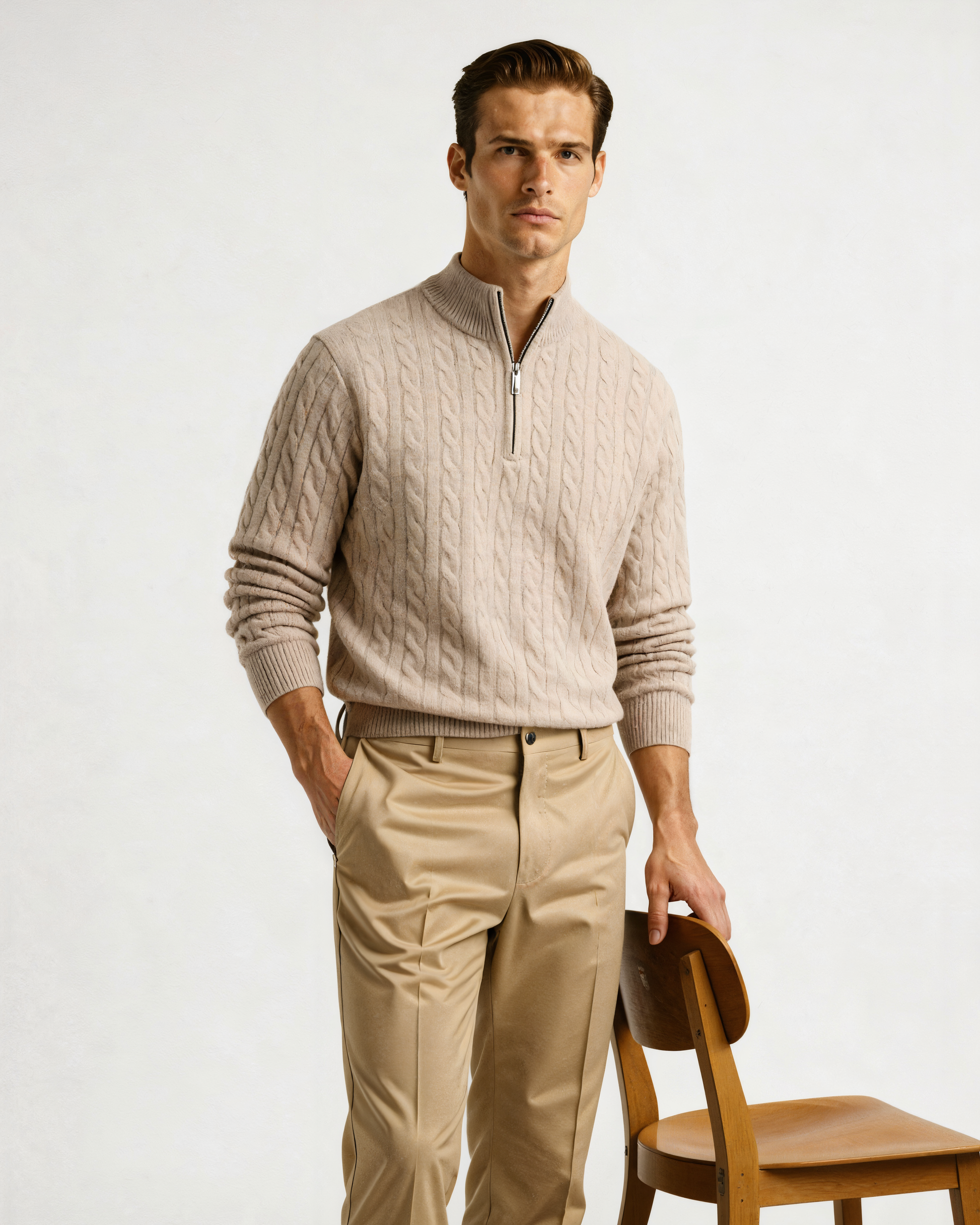 100% Cashmere Woven Half Zip - Choose By Portugal