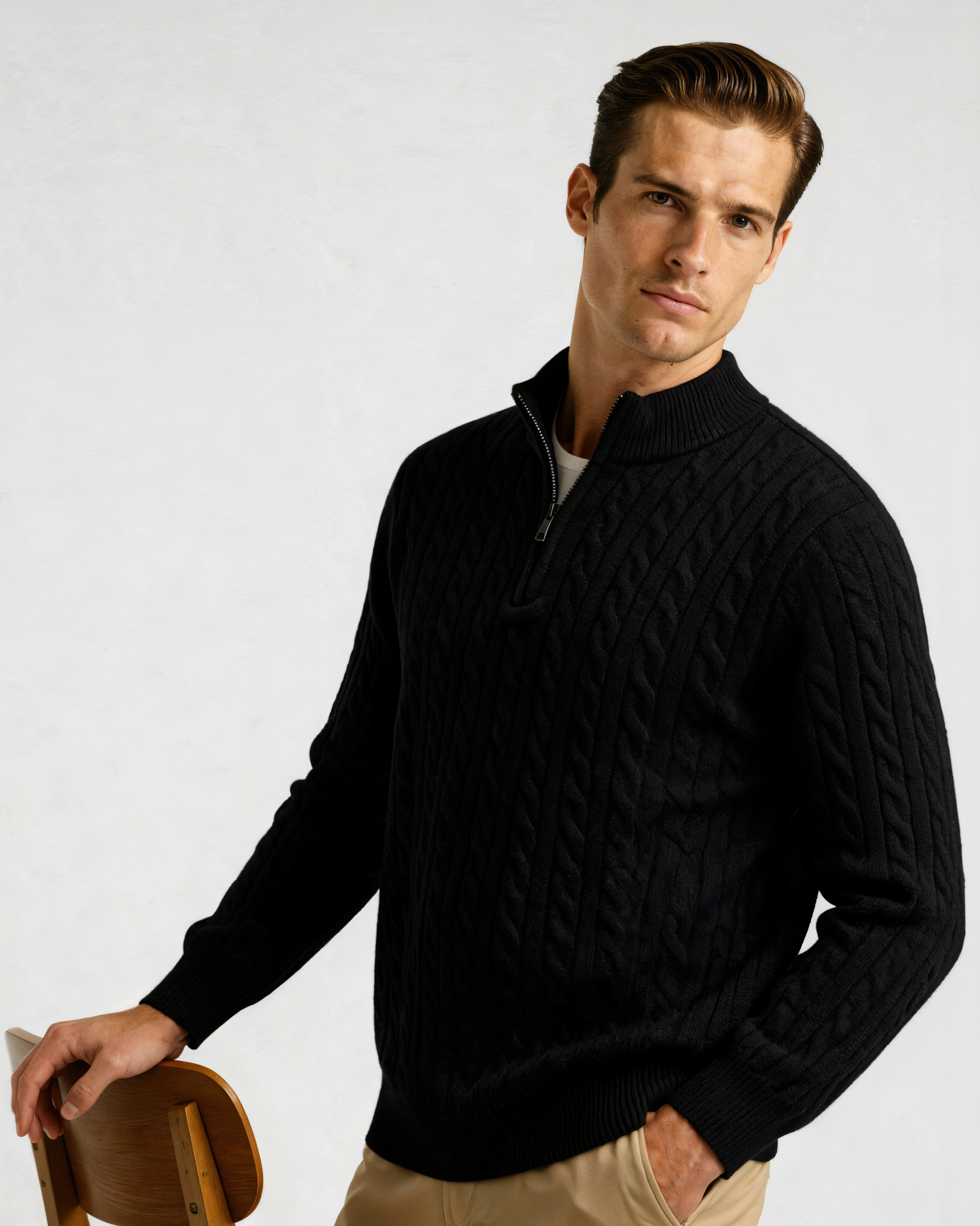 100% Cashmere Woven Half Zip - Choose By Portugal