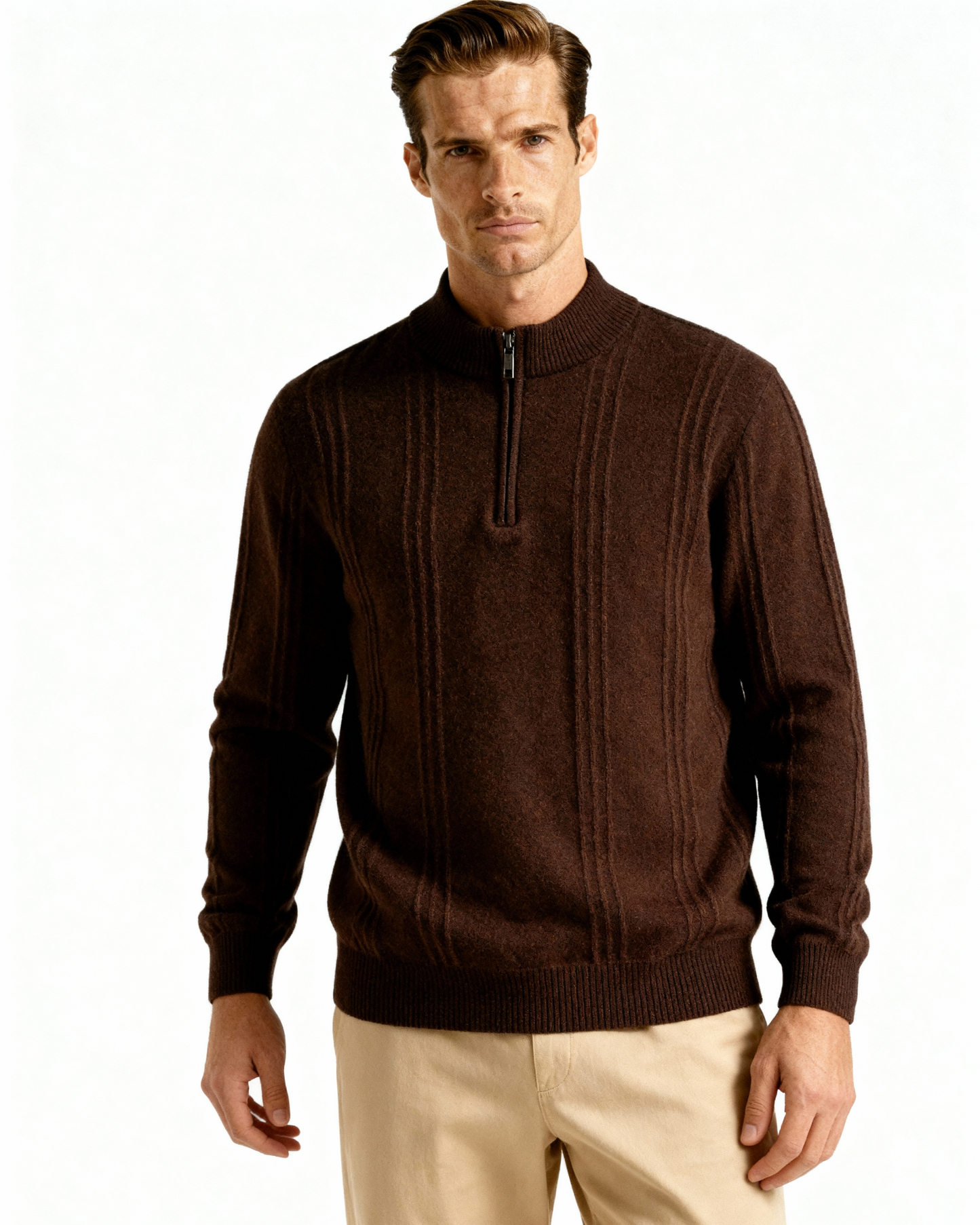 100% Cashmere Ribbed Half Zip - Choose By Portugal
