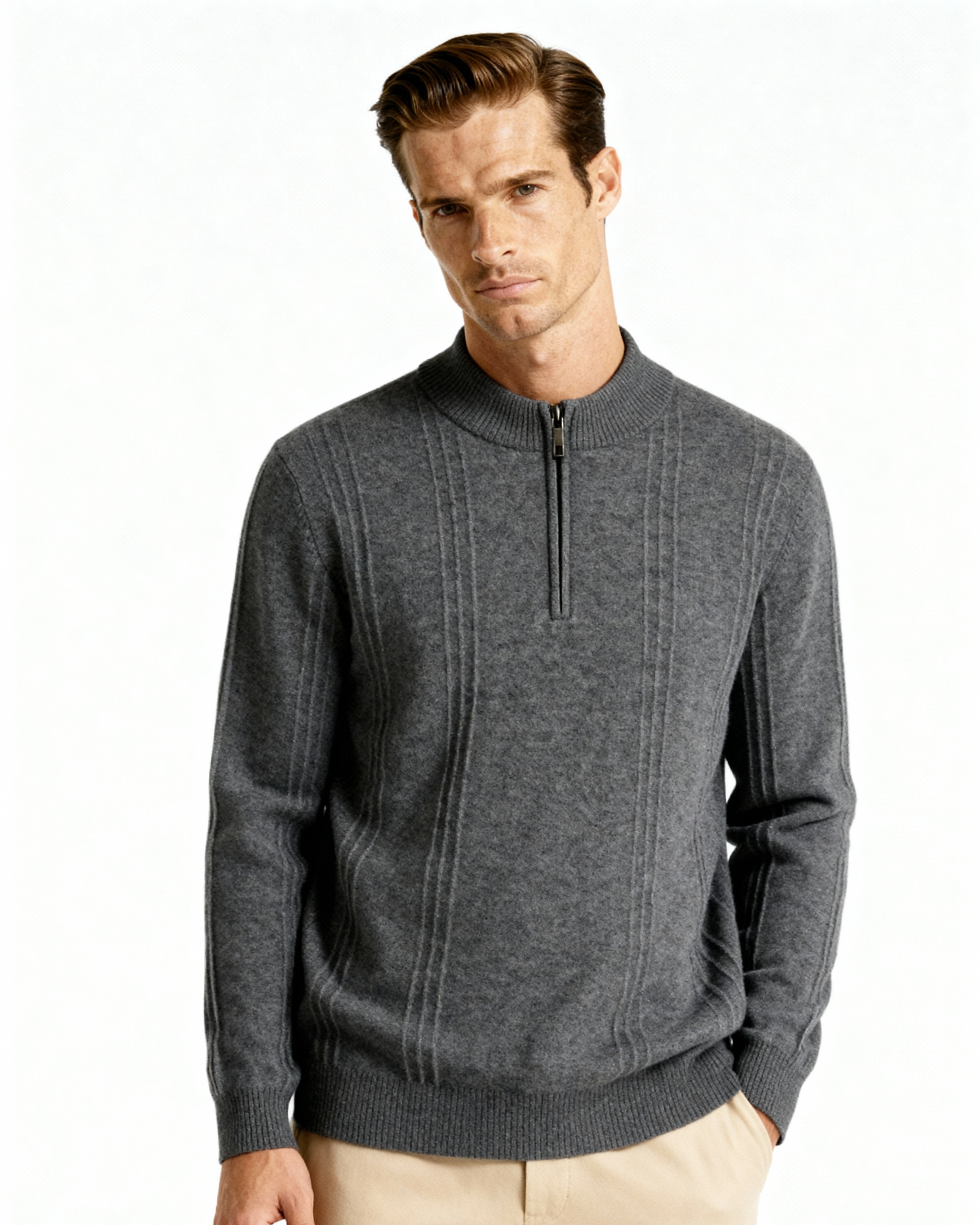 100% Cashmere Ribbed Half Zip - Choose By Portugal