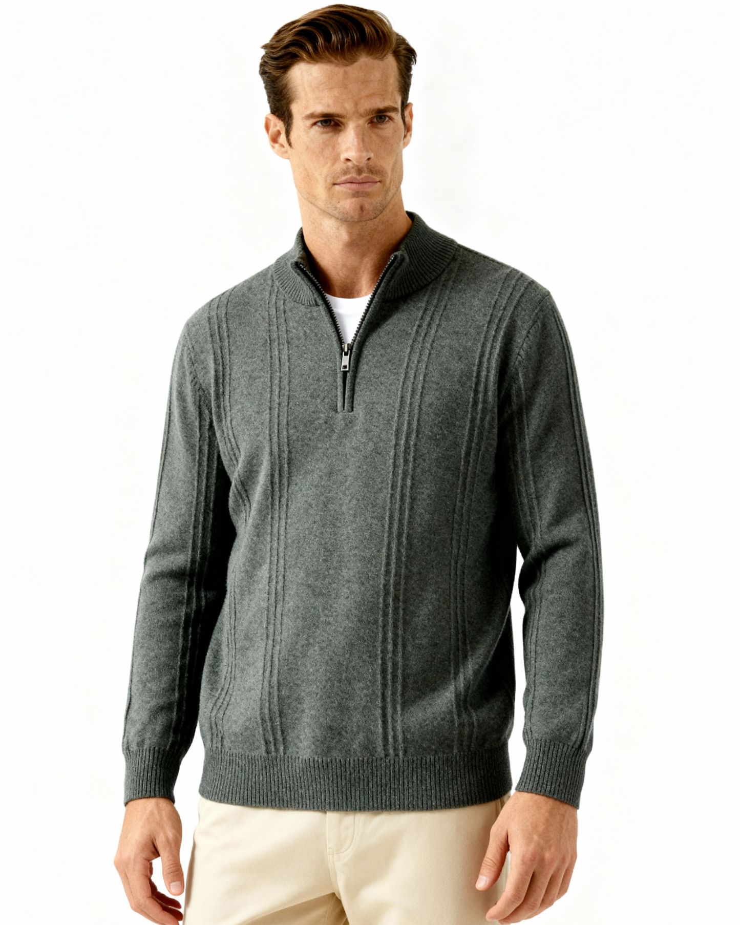 100% Cashmere Ribbed Half Zip - Choose By Portugal