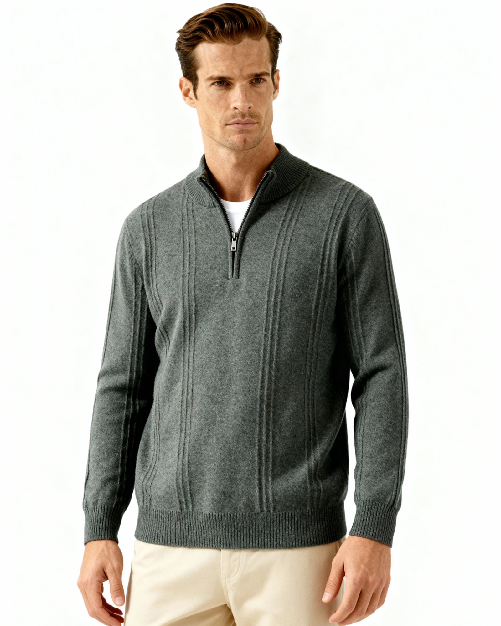 100% Cashmere Ribbed Half Zip - Choose By Portugal