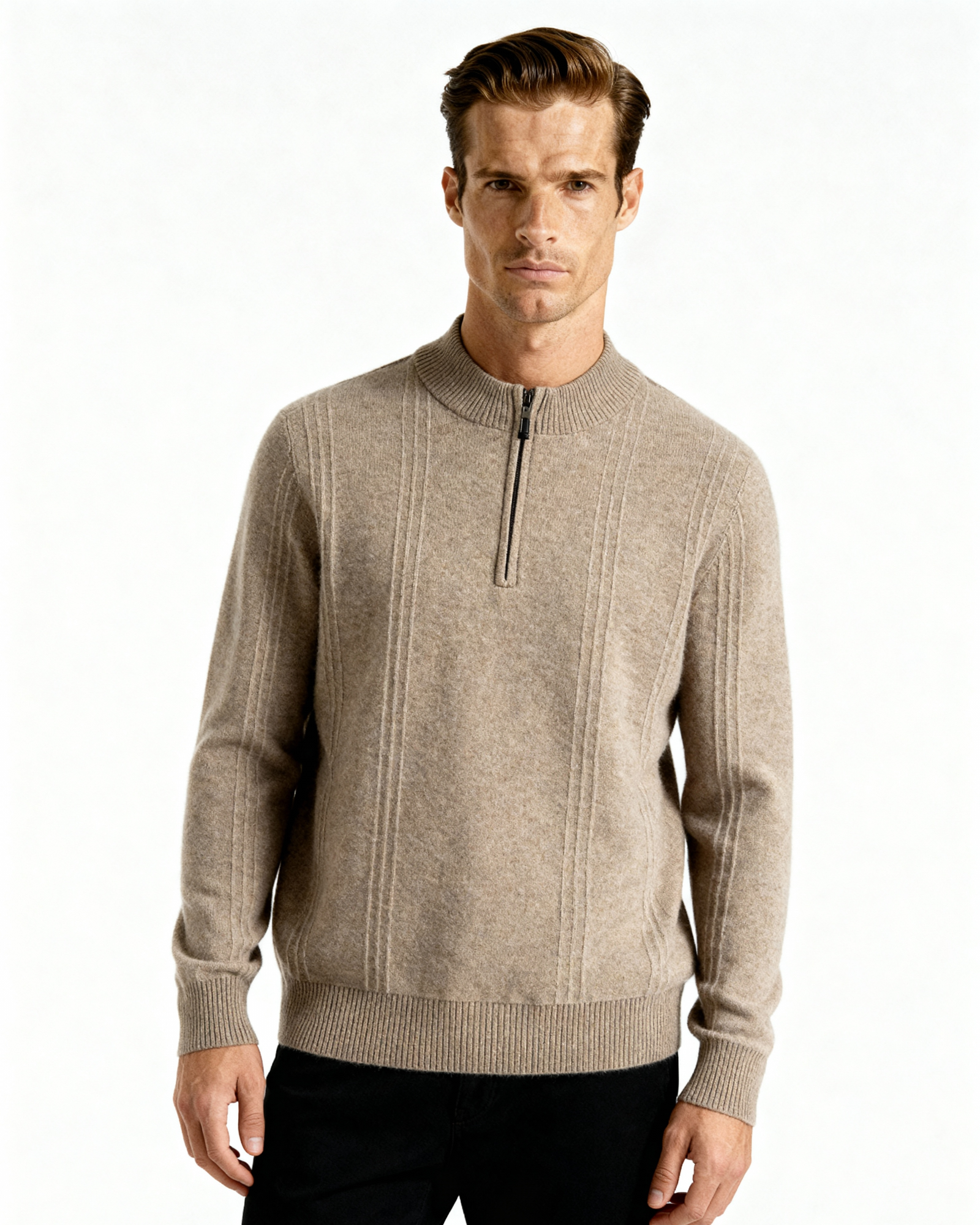 100% Cashmere Ribbed Half Zip - Choose By Portugal
