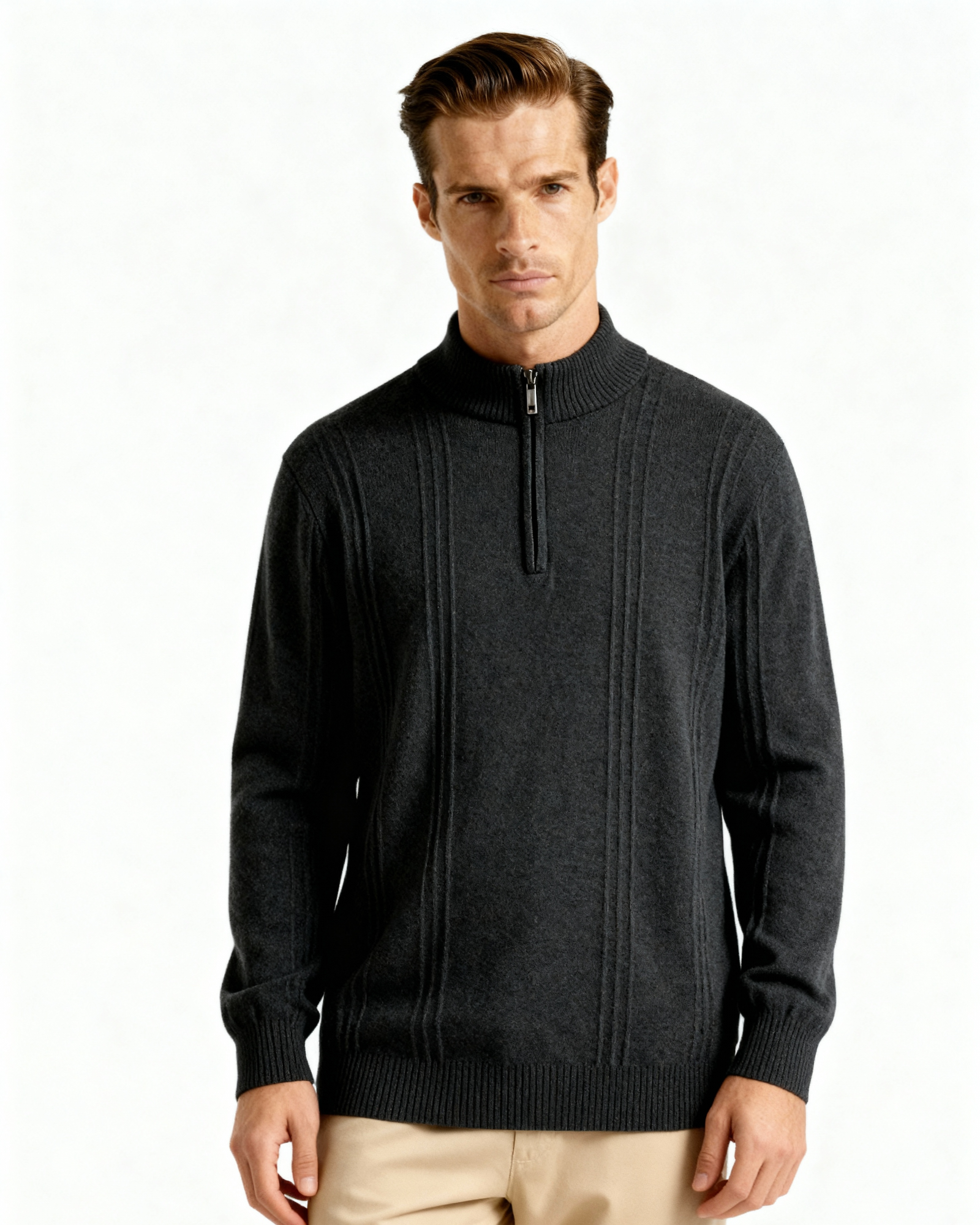 100% Cashmere Ribbed Half Zip - Choose By Portugal